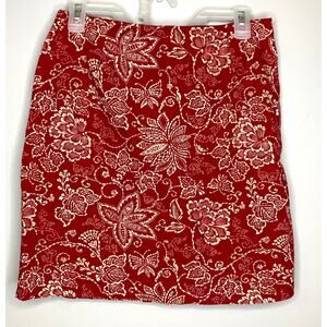 Jones New York Sport Women's 8 Petite Red & White Paisley Mini Skirt
